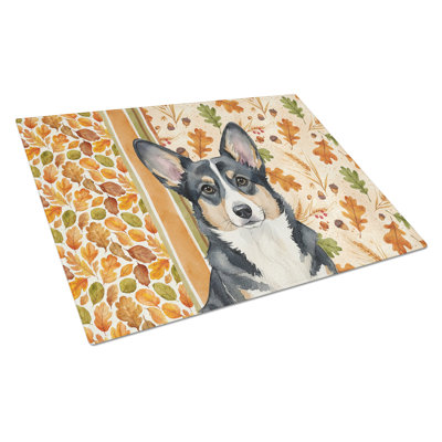 Planche à découper en verre noir et blanc Cardigan Welsh Corgi