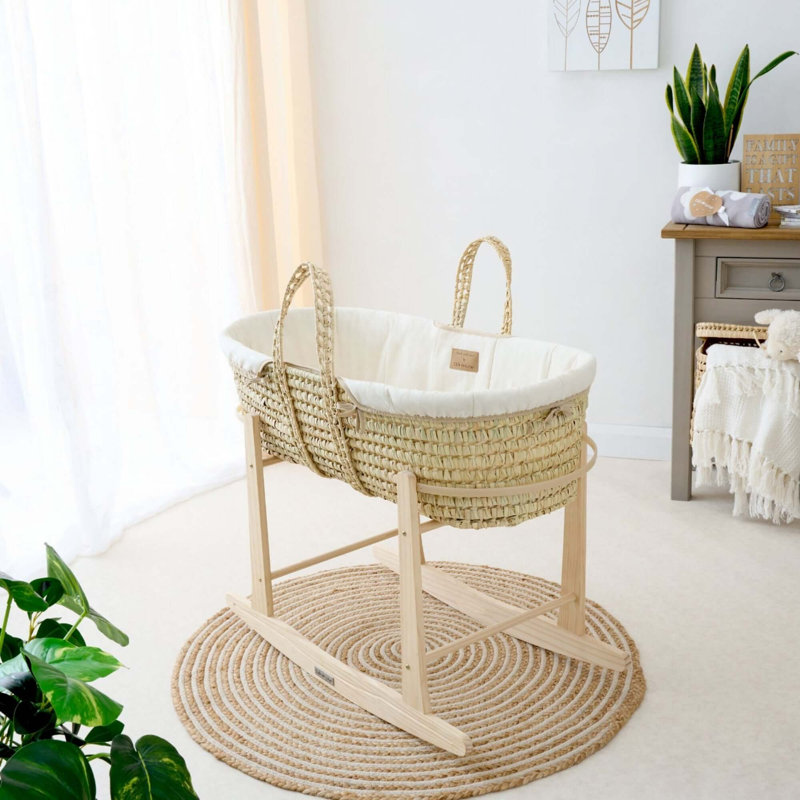 Organic Palm Moses Basket, Cream