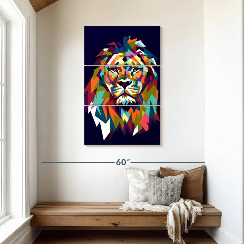 Brampt Lion Head Mosaic, 45" H x 28" W