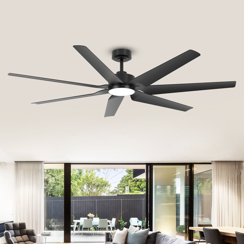 Smart 65" Modern 7-blade Ceiling Fan With Dimmable Led Light,  Dc Motor,3 Adjustable Color Temperatures ,perfect For Living Rooms, Bedrooms, And Outdoor Patios