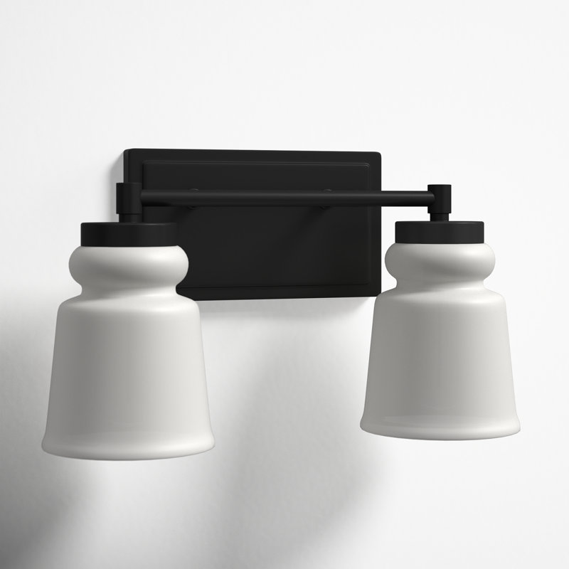 Gulliver 2 Light Milk Dimmable Vanity Light, Matte Black