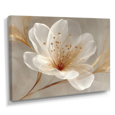 Impression délicate sur toile Magnolia doré délicat - Magnolias pour le salon, floral orange