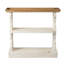Console 35,5 po x 14 po x 32 po en bois vieilli blanc et naturel, console de style champêtre