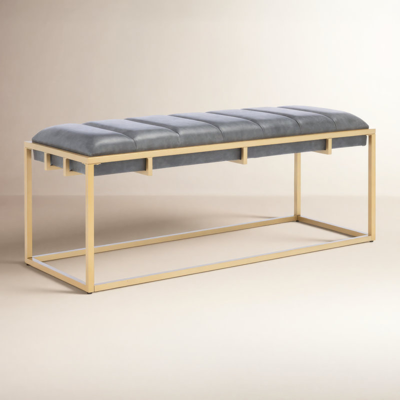 Banc rembourré Andy, Similicuir gris foncé