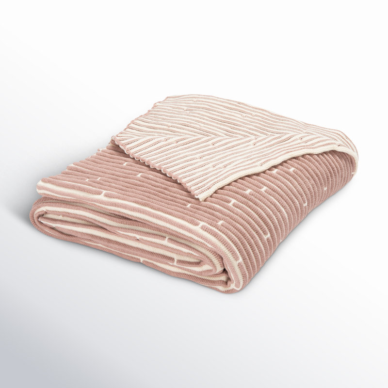 Lilia Knitted Throw Blanket, Pink/Beige