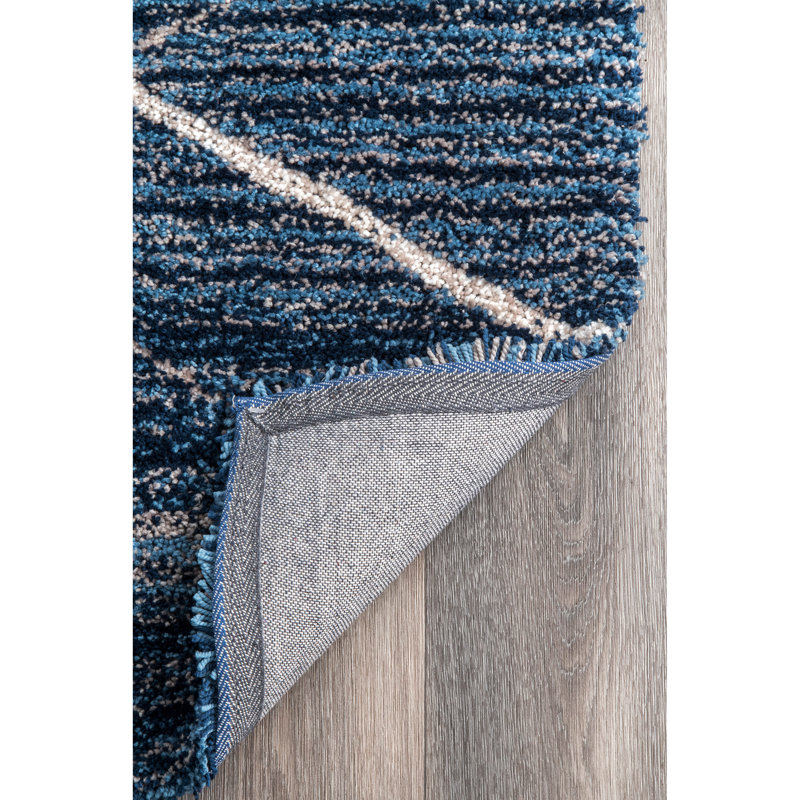 Tapis bleu / taupe / beige / crème Foran Performance Handmade, Rectangle 6 pi x 9 pi