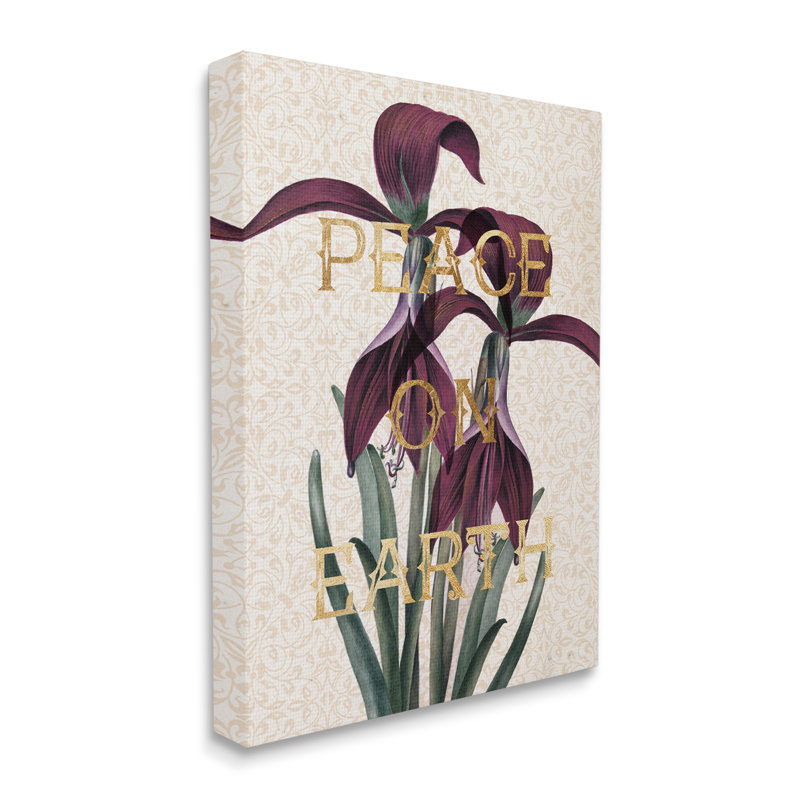 Elegant Purple Iris Canvas Wall Art with Gold Text, 25" x 31"