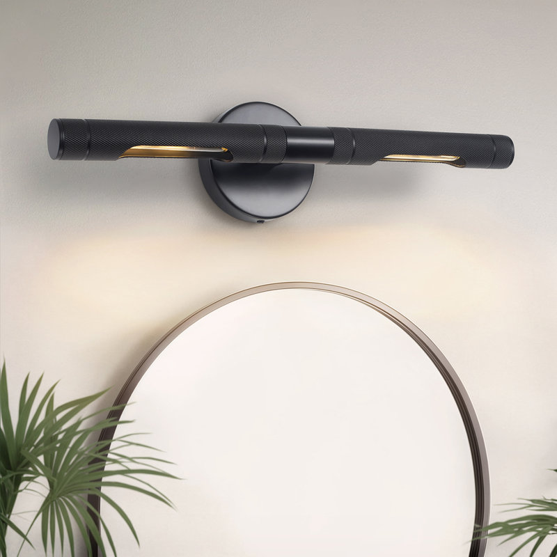 18.9" Dimmable 2 - Light Wall Mounted Sconce 360°Rotatable Picture Light(Bulbs Included), Matte Black