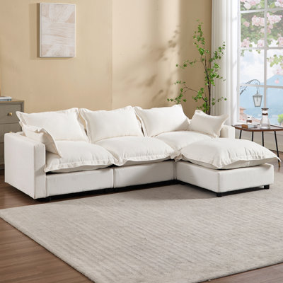 Canapé modulaire rembourré en L avec repose-pieds 4 pièces 4 pièces