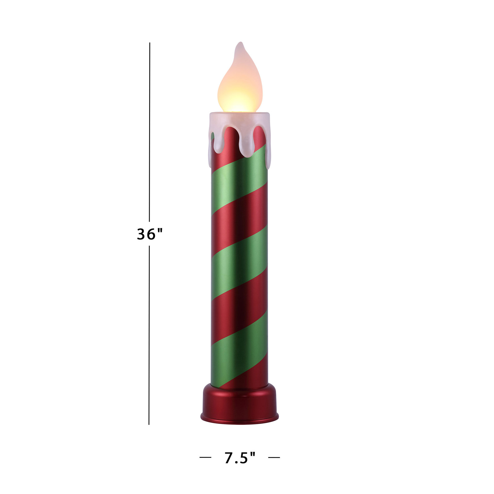 Outdoor 36" Metallic Blow Mold Candle, Red/Green