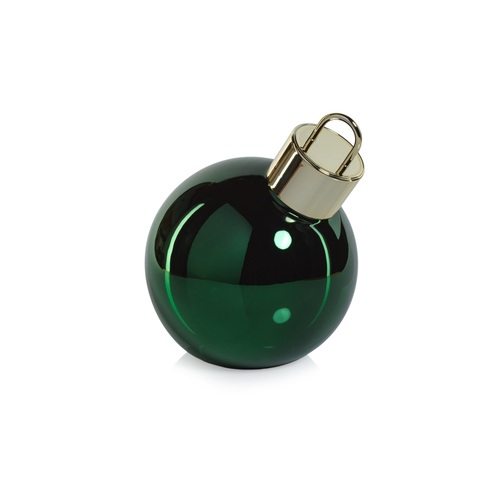 Lighted Glass Slanted Ball Holiday Accent, 7.75" H x 7.75" W x 7.75" D, Green
