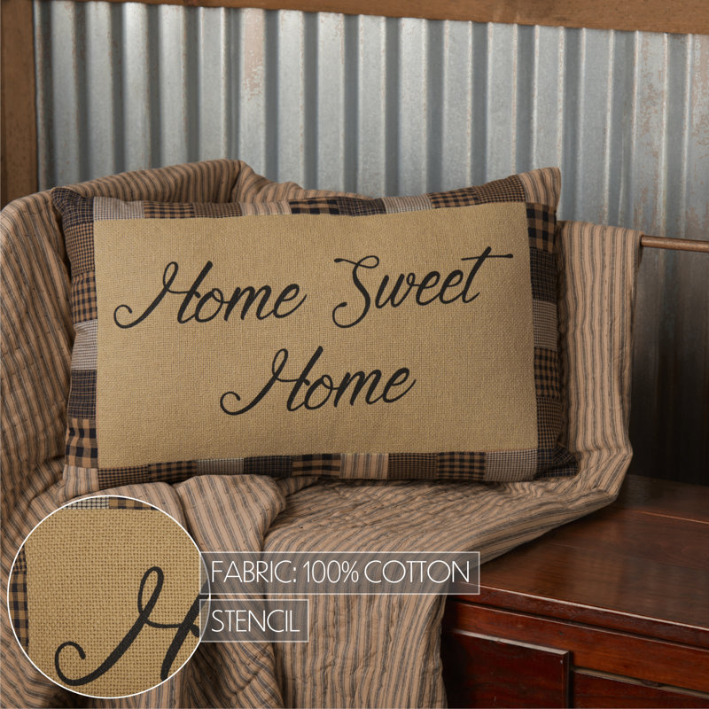 Natural Tan Burlap Embroidered Rectangular Pillow 14x22