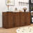 Rustic Wave Design Wood Sideboard Buffet Cabinet with Hidden Storage-1764072505
