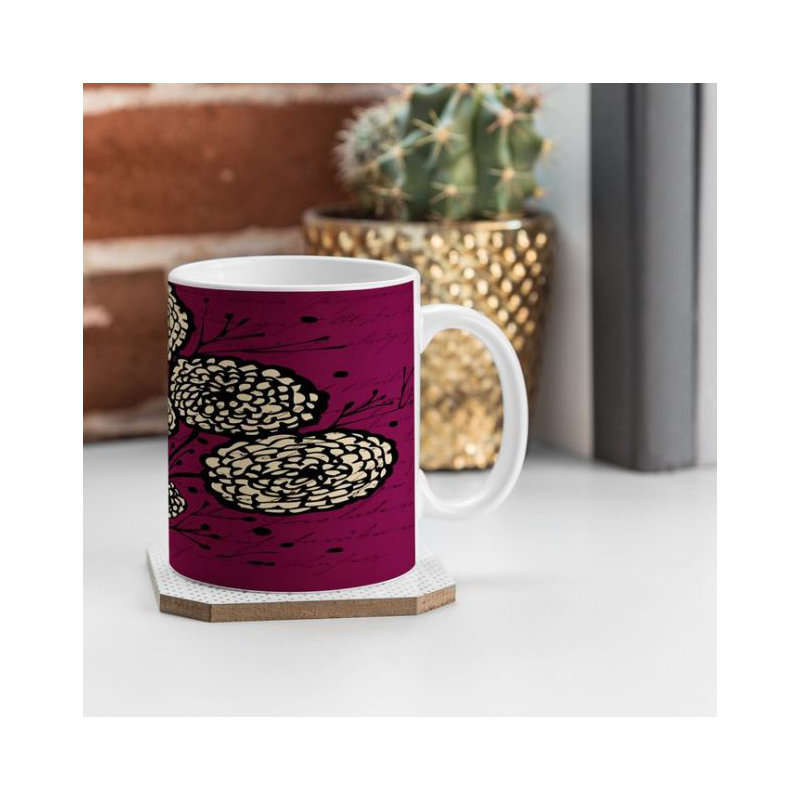 Grande tasse à café lettres et fleurs