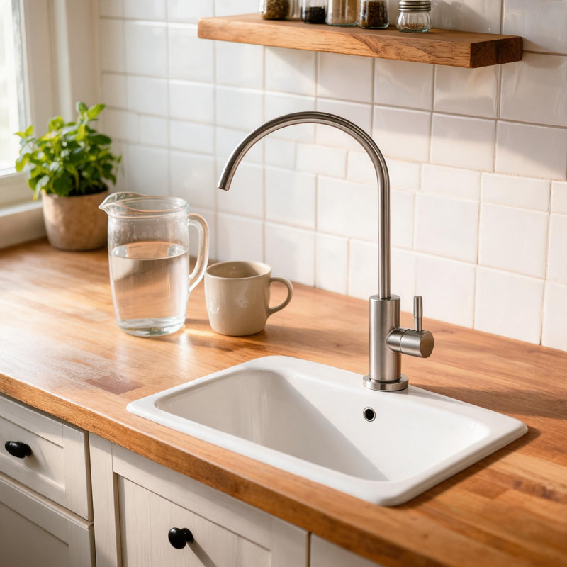 Robinet de cuisine en acier inoxydable brossé avec rotation à 360 degrés