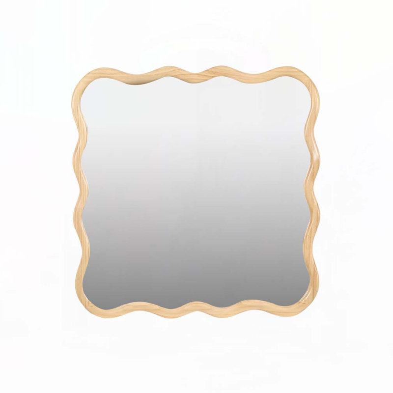 Décoration murale miroir en bois, Carrée, Bois naturel, 36 po x 36 po
