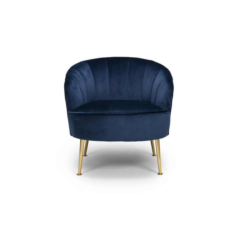 Elisa Velvet Barrel Chair, Navy