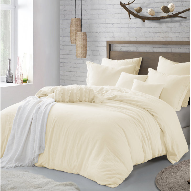 Charcoal Gray Twin/Twin XL Microfiber Crinkle Duvet Cover Set