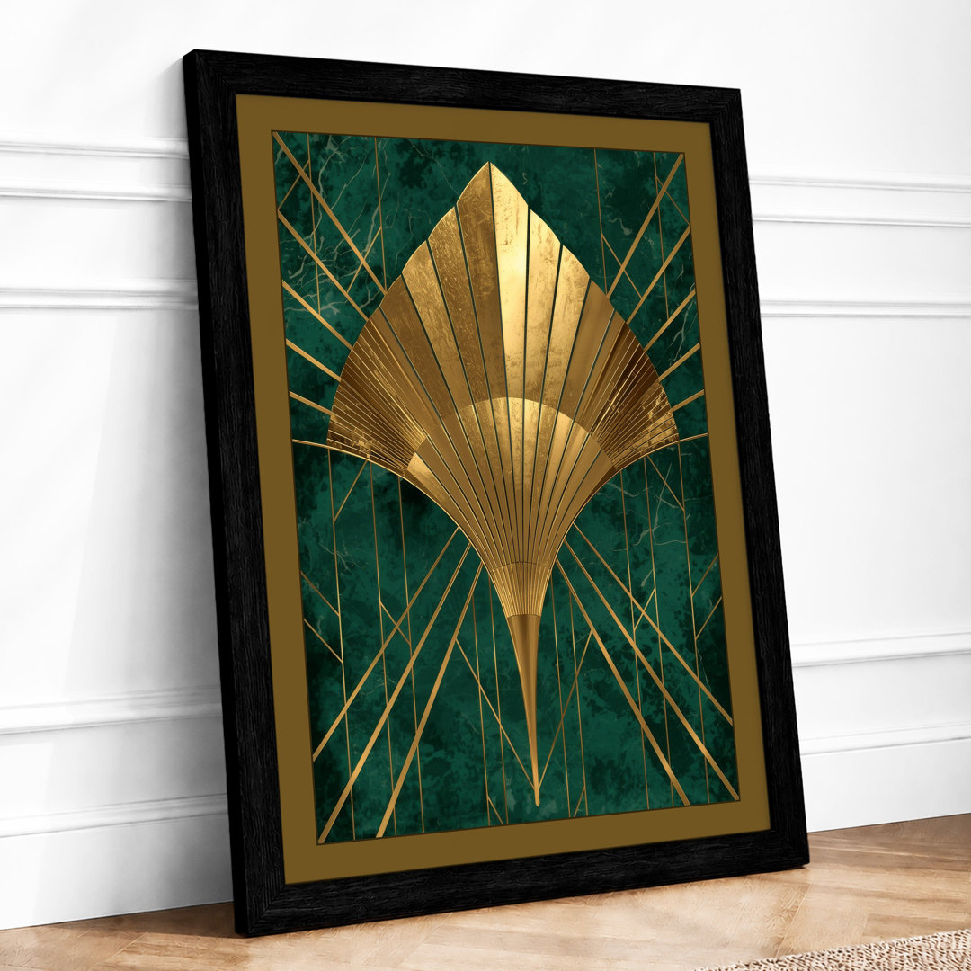 Golden Shell Art Deco Framed Art Print