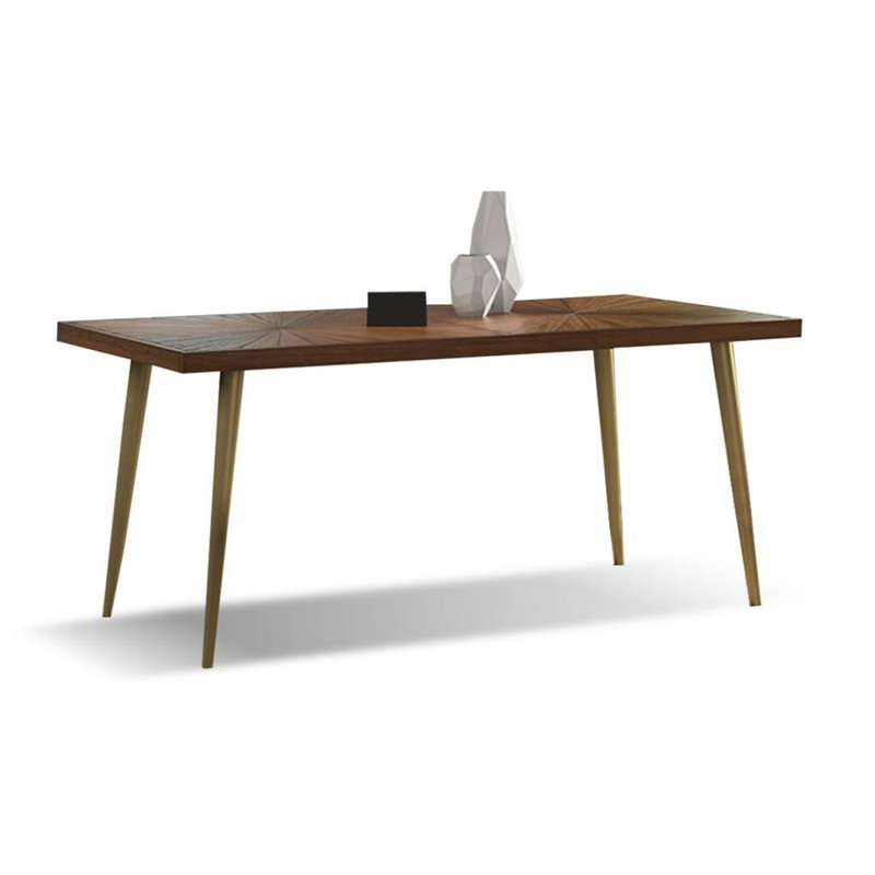 Brown Rectangular Solid with Iron Dining Table For Dining Room/Kitchen, 29.53"H x 55.12"L x 27.56"W