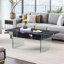 Table basse multifonctionnelle avec finition en marbre, rangement extensible pour le salon
