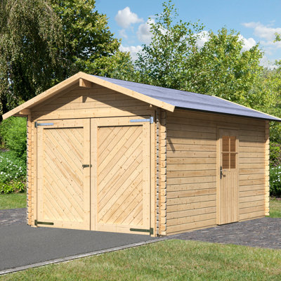 Blockhausgarage 28 mm Blockbohlengarage Satteldach