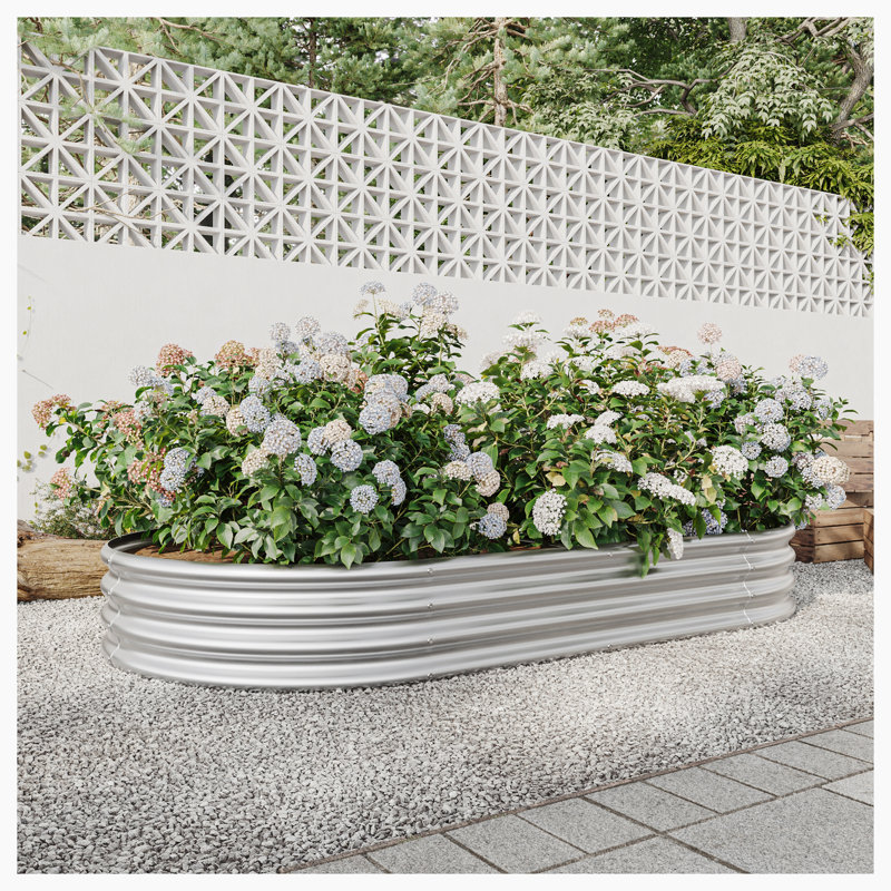 Lit de jardin surélevé Naomigrace, H 11,42 po x l 88,98 po x P 44,68 po, Argent
