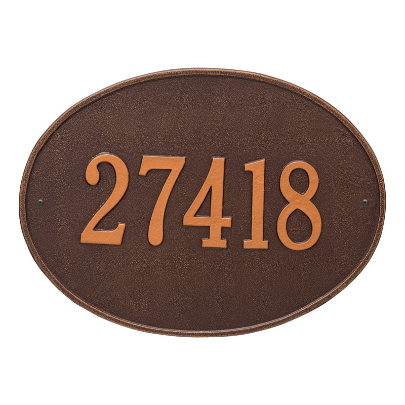 Hawthorne 1-Line Wall Address Plaque, Antique Copper, Yes