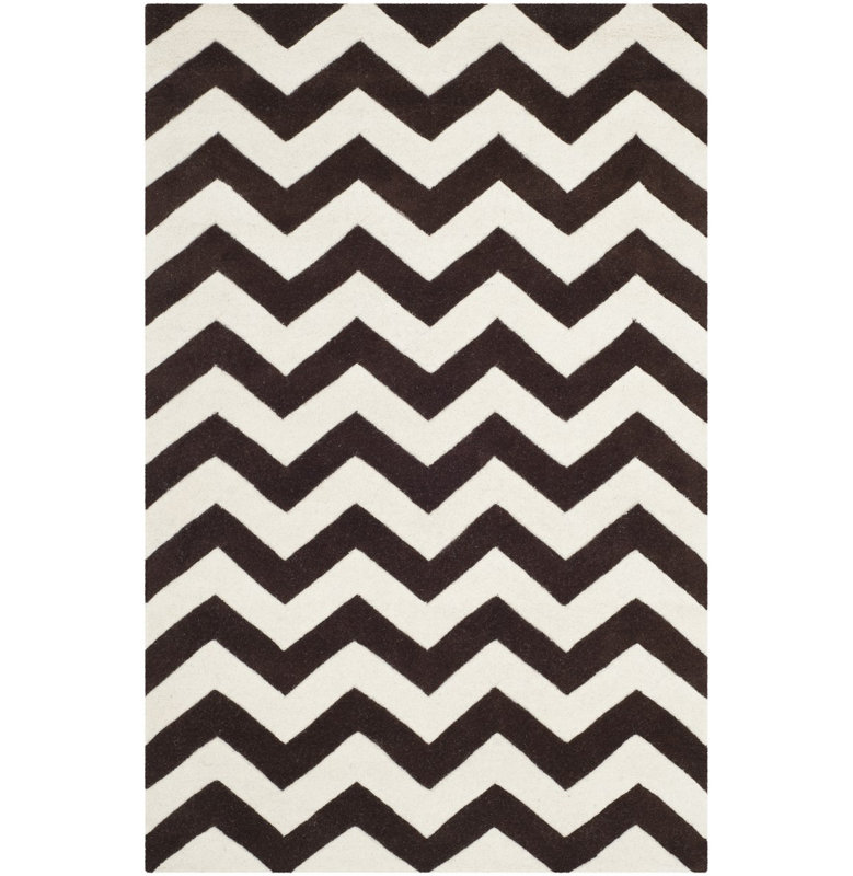 Brodie Chevron Wool Hand Woven Area Rug, Rectangle 91 x 152cm
