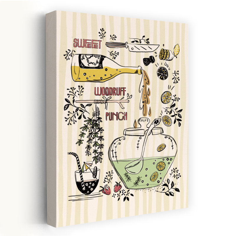 Impression d'art mural d'été vintage à base de fruits et d'aspérule odorante, H 18 po x l 12 po
