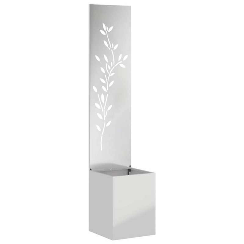 Garden Privacy Screen Floral 32 X 140 Cm Weathering Steel, Silver Galvanised Steel