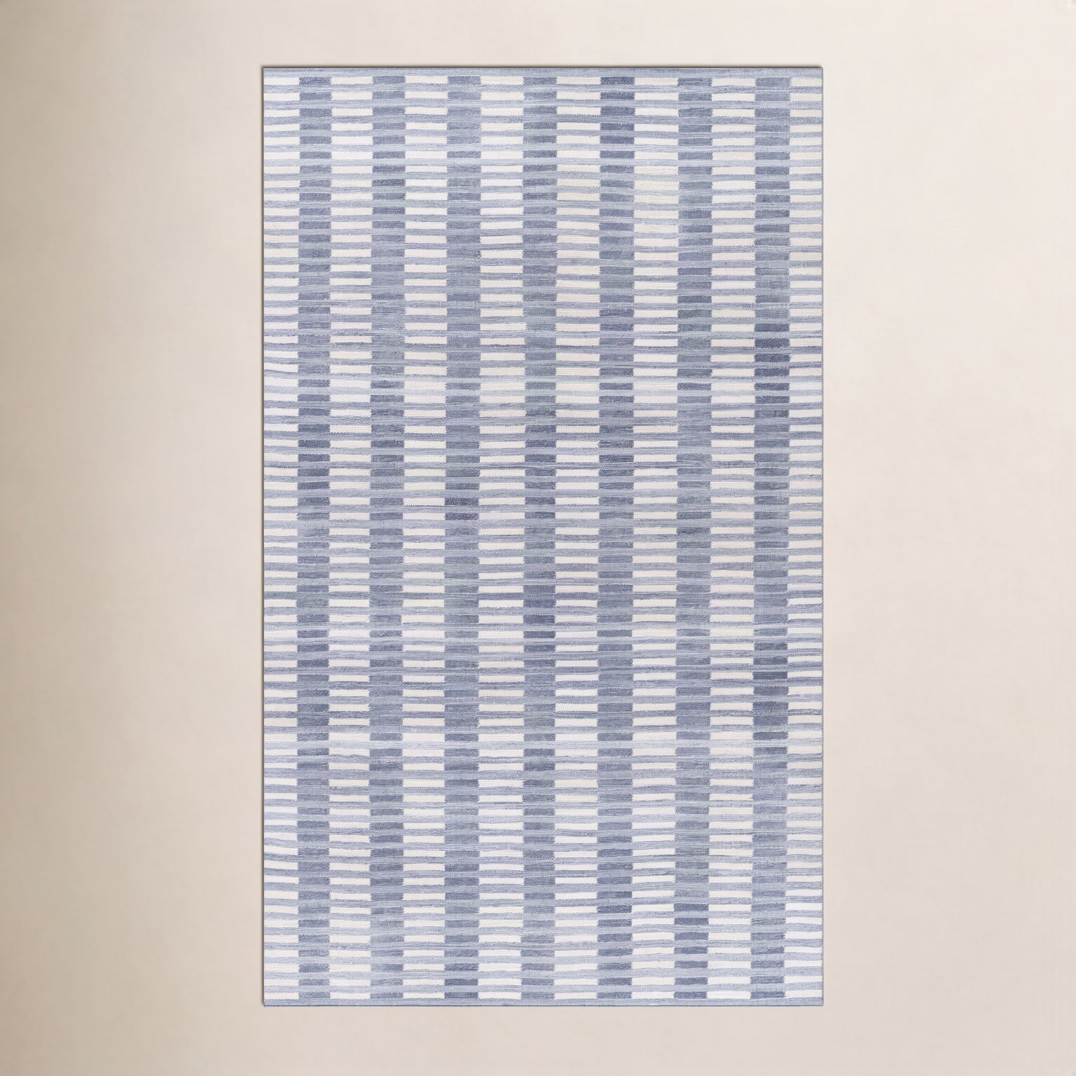 Acerra Blue Hand-Woven Striped Outdoor Rug, Rectangle 5' x 7'6"