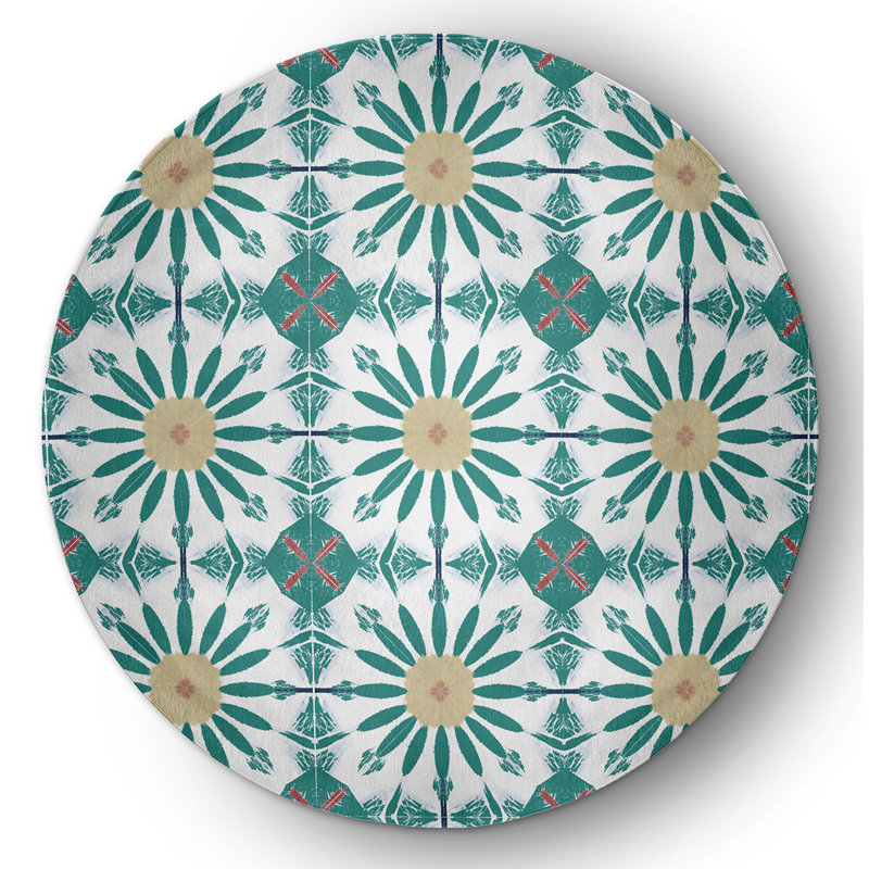 Chenille Geometric Indoor Rug, Round 5'