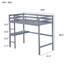 Lit mezzanine simple gris avec bureau et garde-corps, bois d'hévéa fabriqué pour une chambre à coucher élégante
