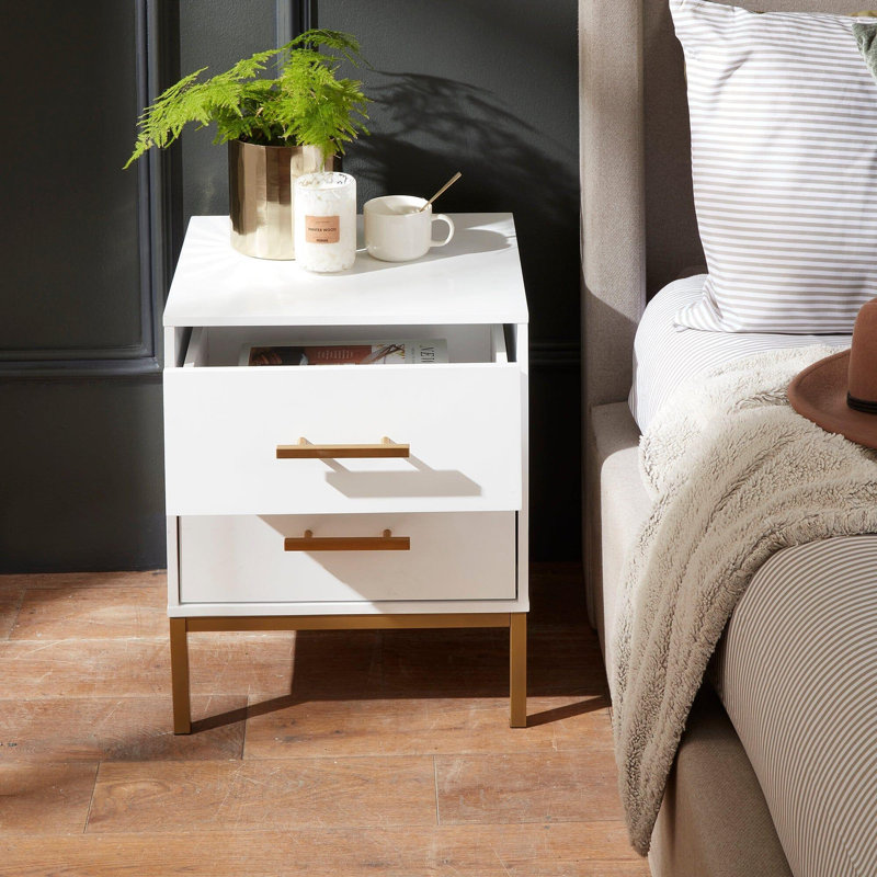 Agna 44 cm W Bedside Table, White