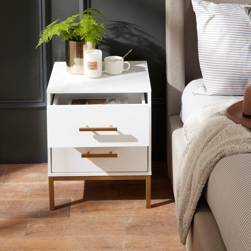 Agna 44cm W Bedside Table, White