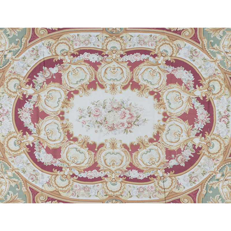 Tapis doré et rouge noué à la main de haute qualité