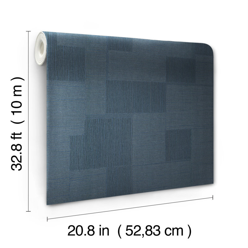 Geometric Metallic Wallpaper Roll, Navy