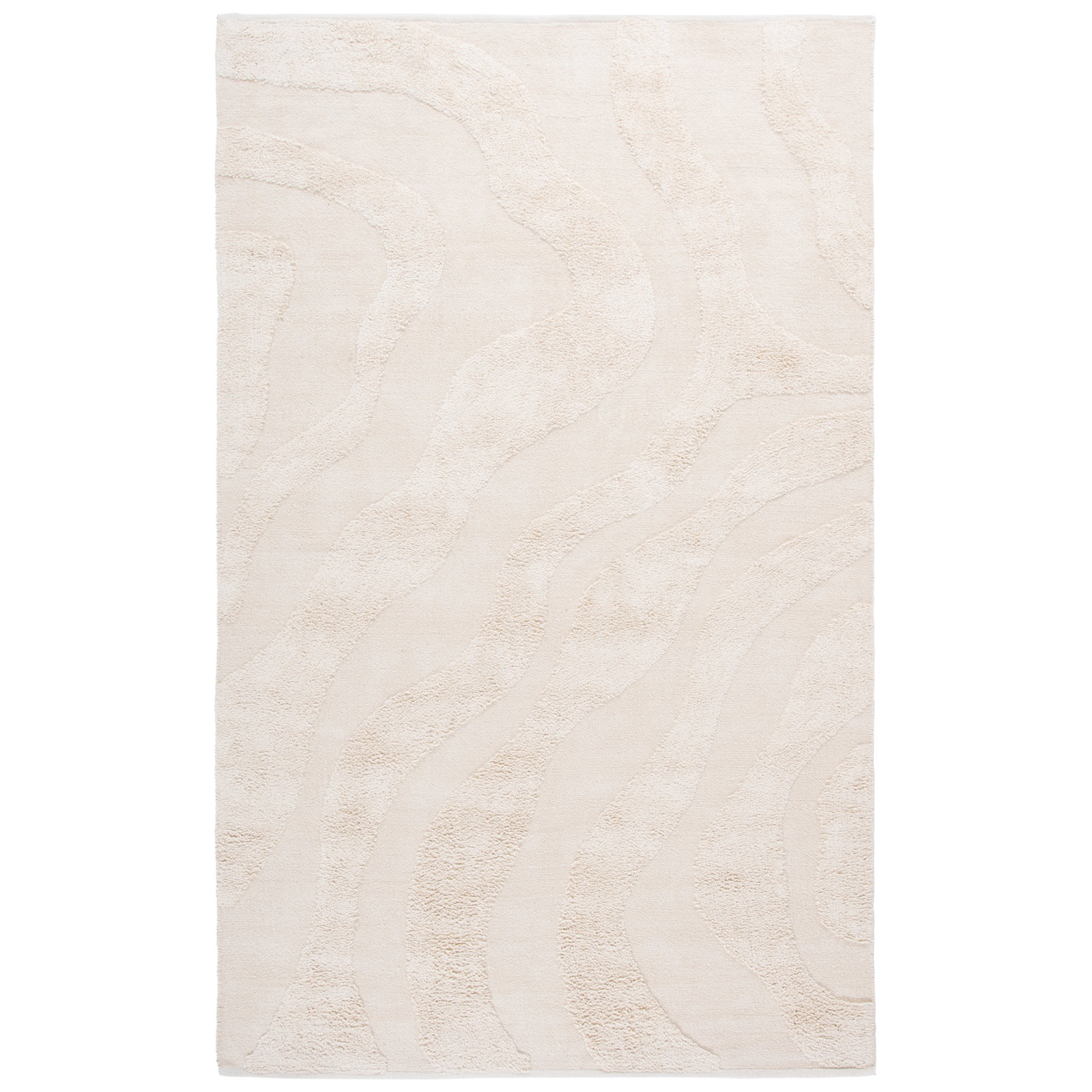 Mozie Ivory Washable Hand-Woven Cotton Rug, Rectangle 5' x 8'