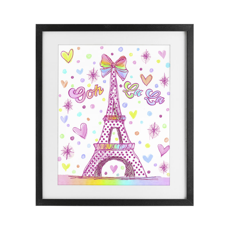 «Bright Pastels Eiffel Tower», reproduction sous verre encadrée, design par Jess Stempel, H 21 po x l 17 po