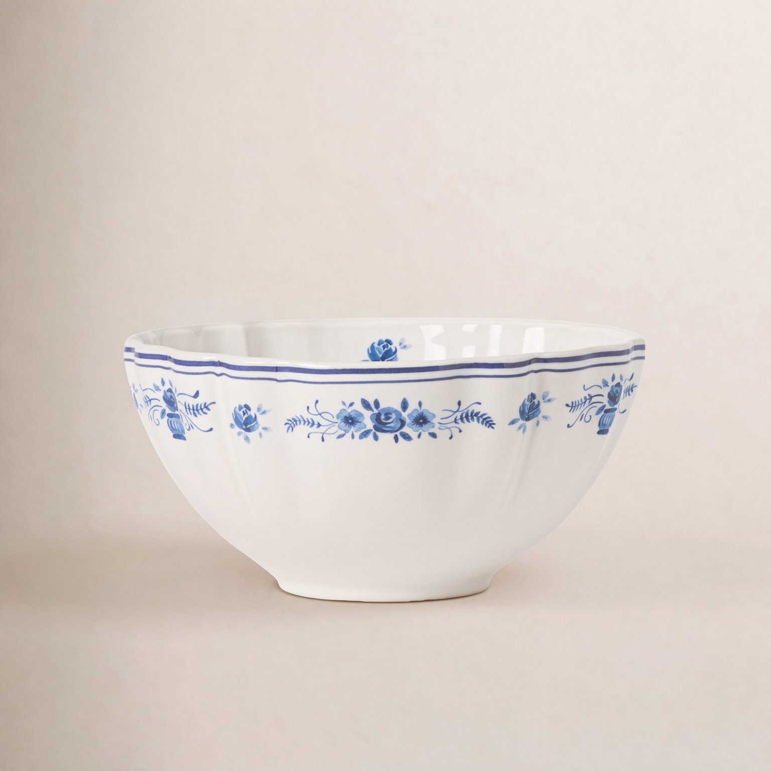 Vila Stoneware Cereal Bowl, White/Blue