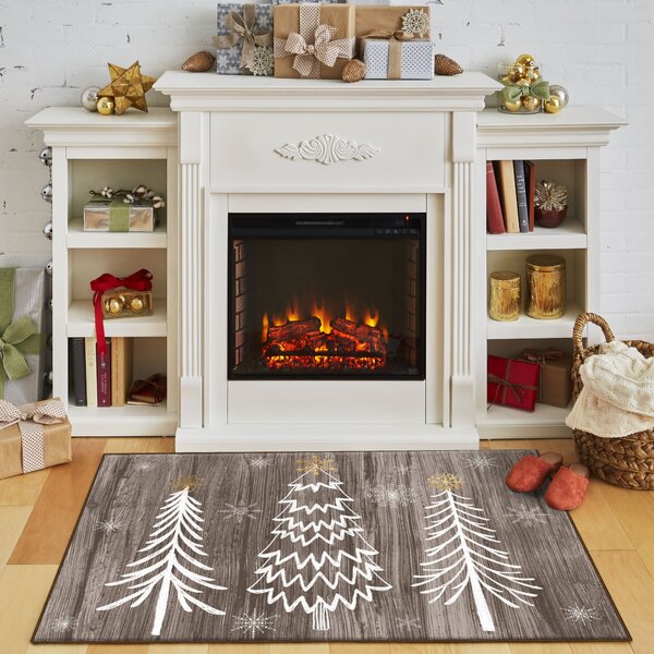 2' x 3' Area Rug, Merry Christmas Non-Skid Rubber Backing Large Rectangle  Rugs - Living Room Bedroom Home Office Red Green Plaid Leopard Xmas Tree