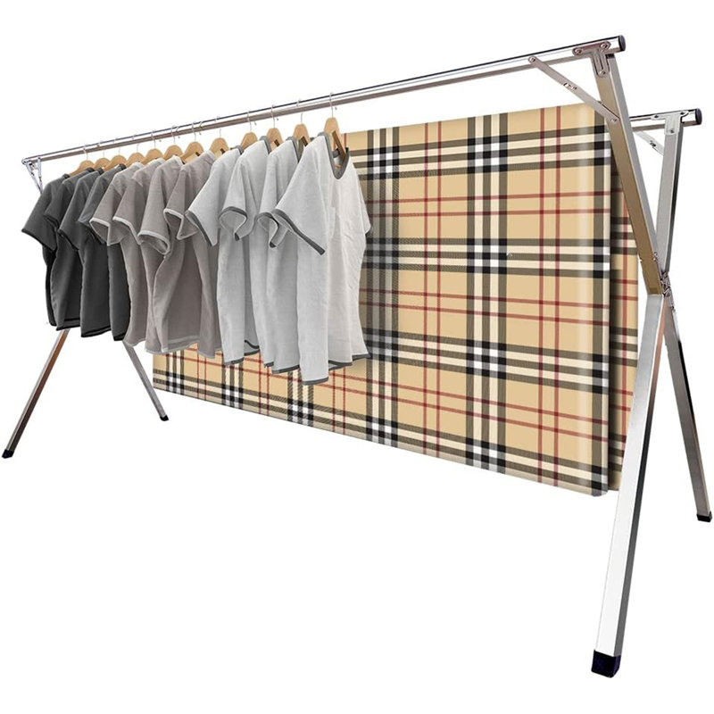 Séchoir à linge - séchoir à linge blanc pliable et réglable 1 pièce, taille compacte, acier inoxydable de qualité supérieure, style portatif moderne pour une utilisation intérieure et extérieure