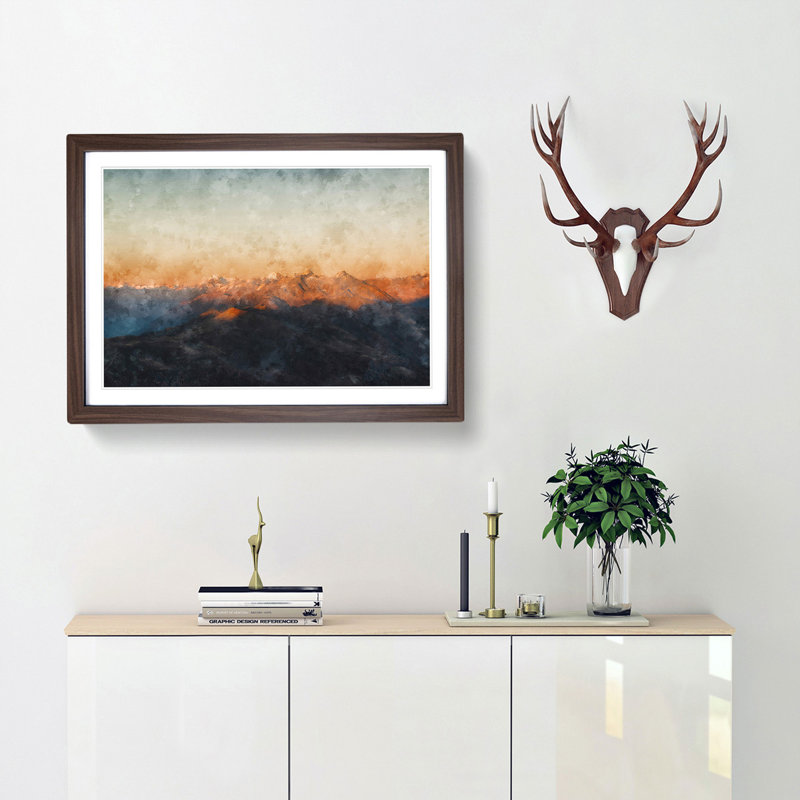 The Zillertal Alps in Italy - Picture Frame Painting Print, Walnut Framed, 62cm H x 87cm W x 2cm D