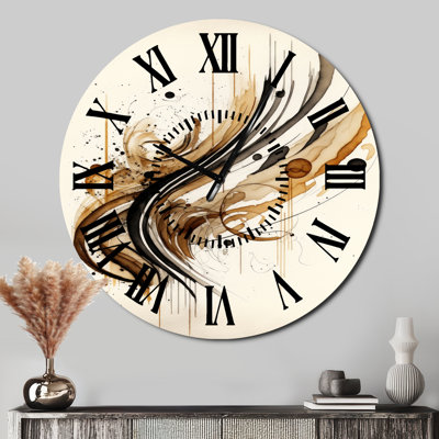 Brown And Black Movement I - Modern Black Face Wall Clock