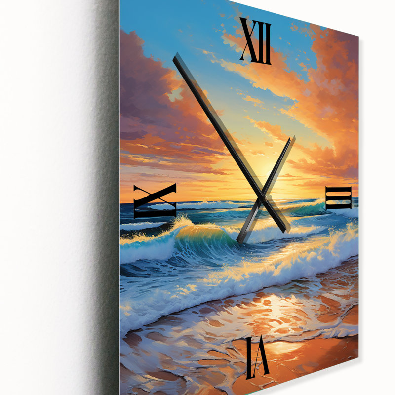 Photo de plage ensoleillée Horizons IV - Horloge murale nautique et plage, Grand