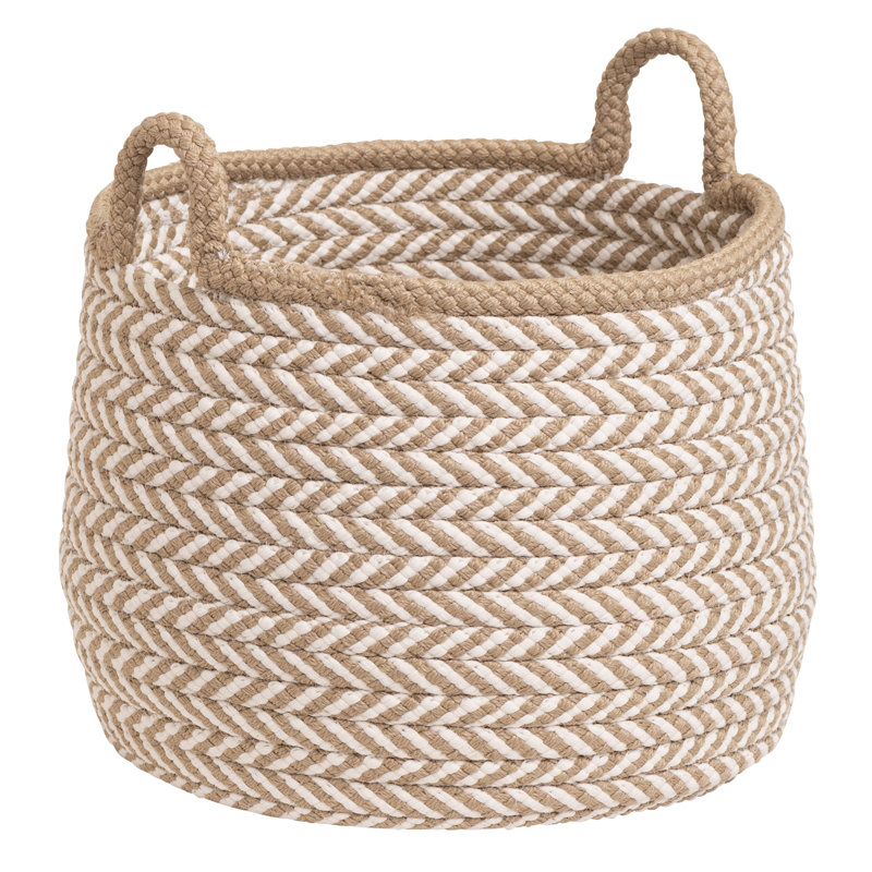Panier de rangement avec poignées Preve, Taupe / Blanc, H 17 po x l 18 po x P 17 po