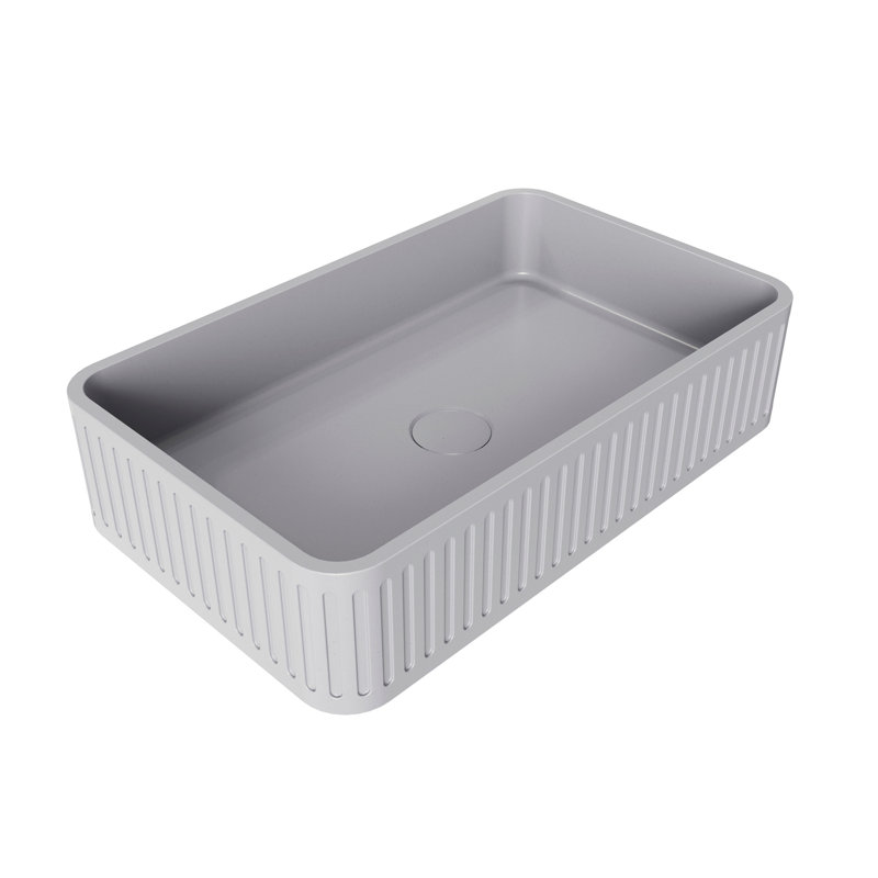 20.5'' Concrete Vessel Rectangular Modern Gray Bathroom Sink