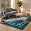 Tapis Calloway moderne à l'aspect vieilli, aquarelle abstraite, bleu sarcelle et blanc, lavable en machine, antidérapant, à poils courts, pour l'intérieur et l'extérieur, adapté aux animaux domestiques, idéal pour le salon, la chambre, la salle à manger, l'entrée, le couloir ou le bureau.-380261920