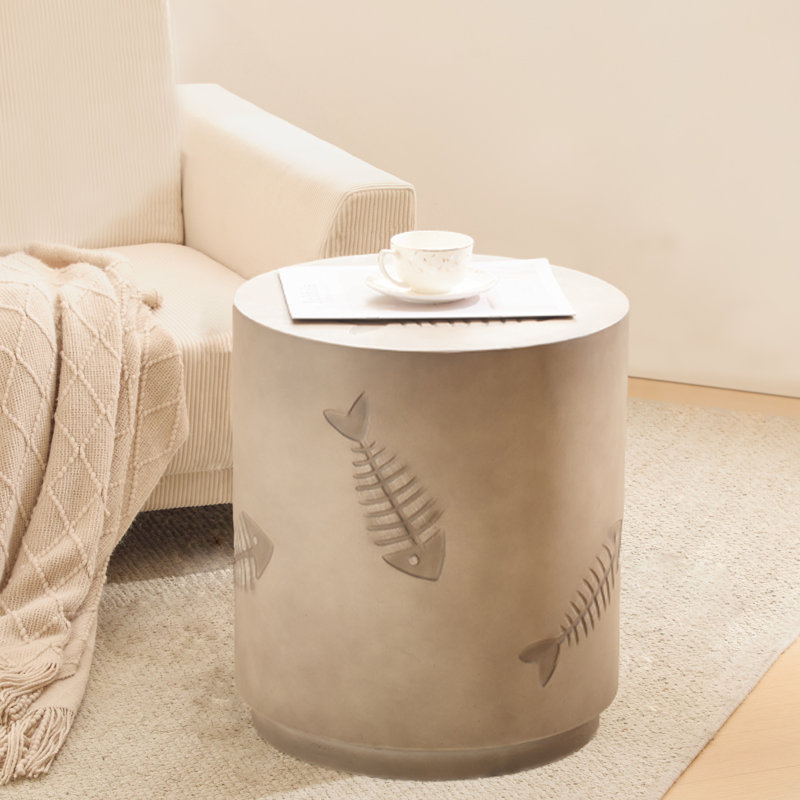 Table d'appoint 16 po en forme de poisson - mobilier gris pour la maison sans assemblage, oxyde de magnésium résistant aux intempéries et largeur